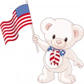 Autocollant Stickers mural enfant ourson drapeau USA