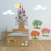 Autocollant Stickers muraux enfant paysage chateau