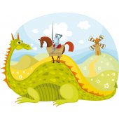 Stickers paysage chevalier et dragon