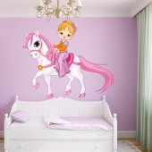 Autocollant Stickers muraux enfant petite fille poney