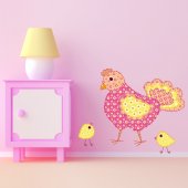 Autocollant Stickers mural enfant poule et poussin