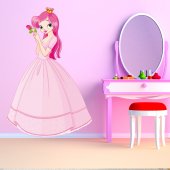 Autocollant Stickers mural enfant princesse avec rose 