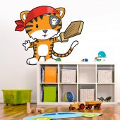 Autocollant Stickers muraux enfant chat pirate