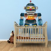 Autocollant Stickers mural enfant robot bleue