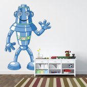 Autocollant Stickers mural enfant robot bleue