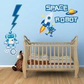 Autocollant Stickers mural enfant robot espace
