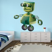 Autocollant Stickers muraux enfant robot vert