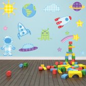 Autocollant Stickers enfant kit 12 accessoires espace