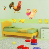 Autocollant Stickers enfant poule coq poussin