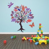 Autocollant Stickers enfant arbre papillon