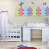 Autocollant Stickers enfant barrière oiseau papillons